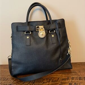 Michael Kors Hamilton Large Black Saffiano Leather Tote